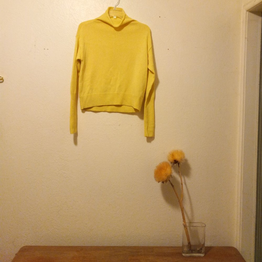 Wilfred Yellow Cyprie Merino Wool Mock Neck Sweater Color Natural Materials